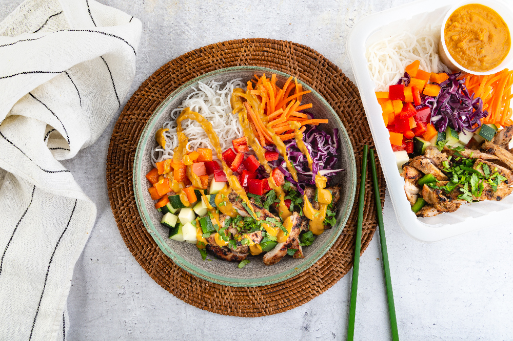 Thaiinspired grilled chicken thighs, peanut sauce WeCook