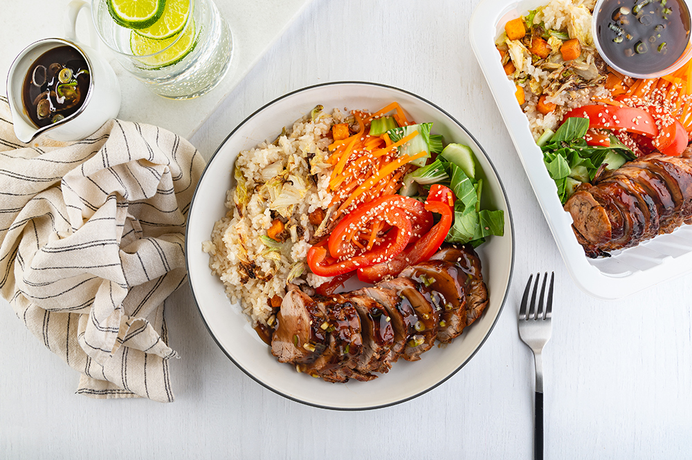 Filet de porc grillé, sauce teriyaki sucrée